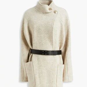 Ba&sh Long Wool Belted Coat in Dark Charcoal color